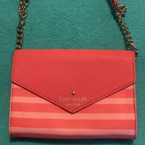 Kate Spade Coral and Pink Striped Wristlet